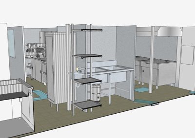 plan 3D projet creation cuisine sur navire