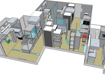 plan 3D projet creation cuisine sur navire